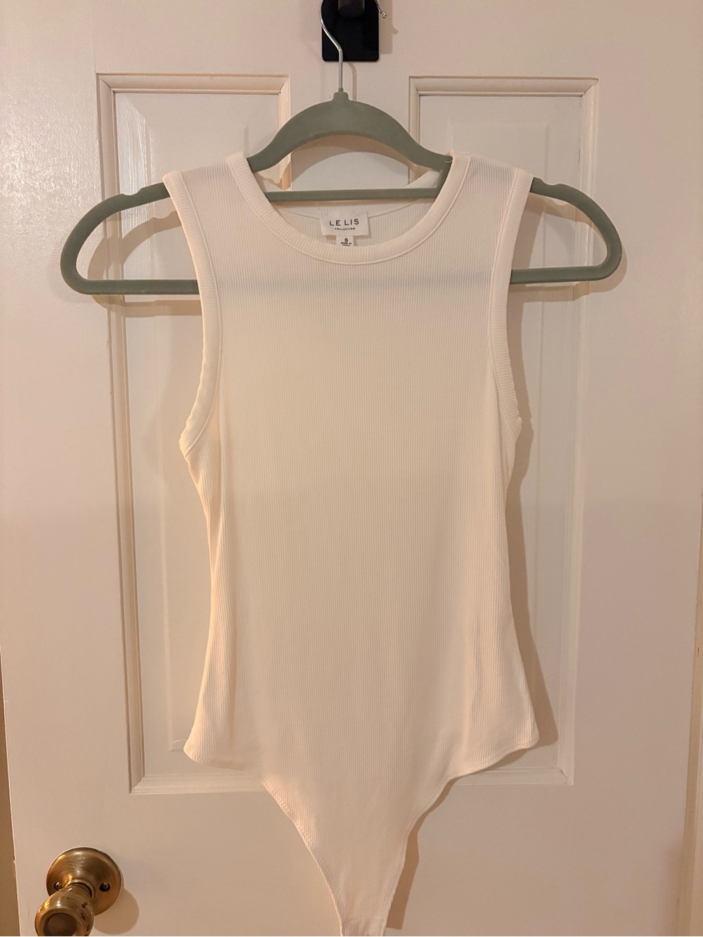 Le Lis Cream Ribbed Sleeveless Bodysuit